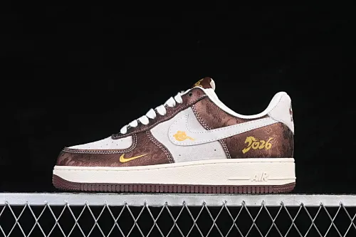 All categories Nk Air Force 1 Air Force series Nk Air Force 1 Low Air Force low-top Nike Air Force 1'07 Low Year of the Horse limited white brown Chinese style Air Force 1 low-top casual sneakers KD1688-005